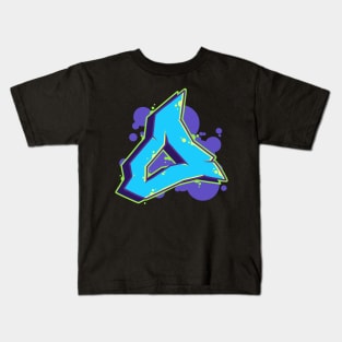 Letter O - Graffiti Street Art Style Blue Kids T-Shirt